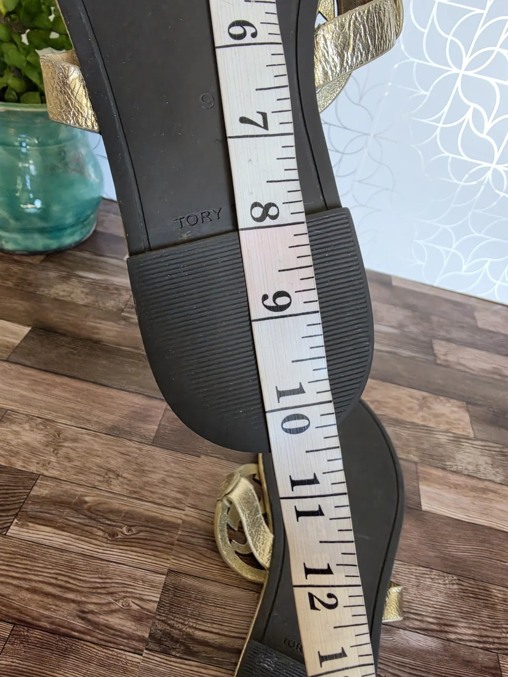 Tory Burch Metallic Gold Logo Thong Sandals